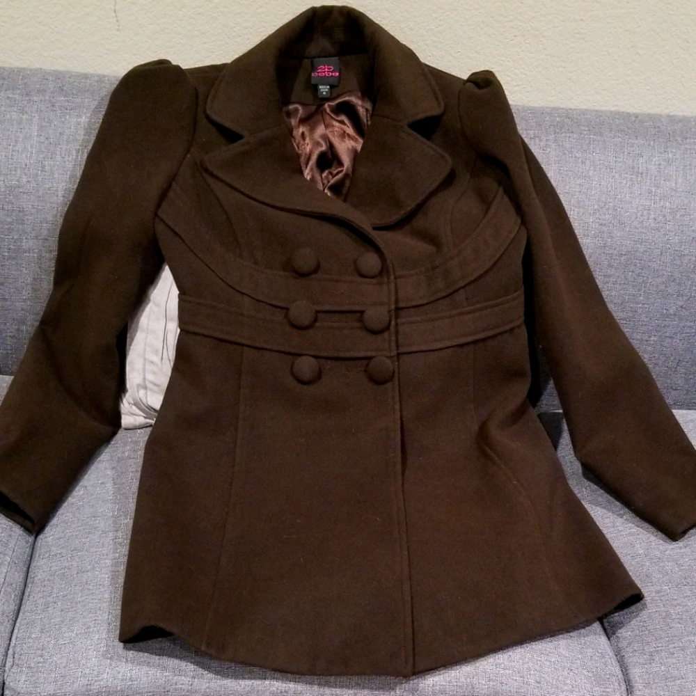 Cute chocolate double breasted pea coat